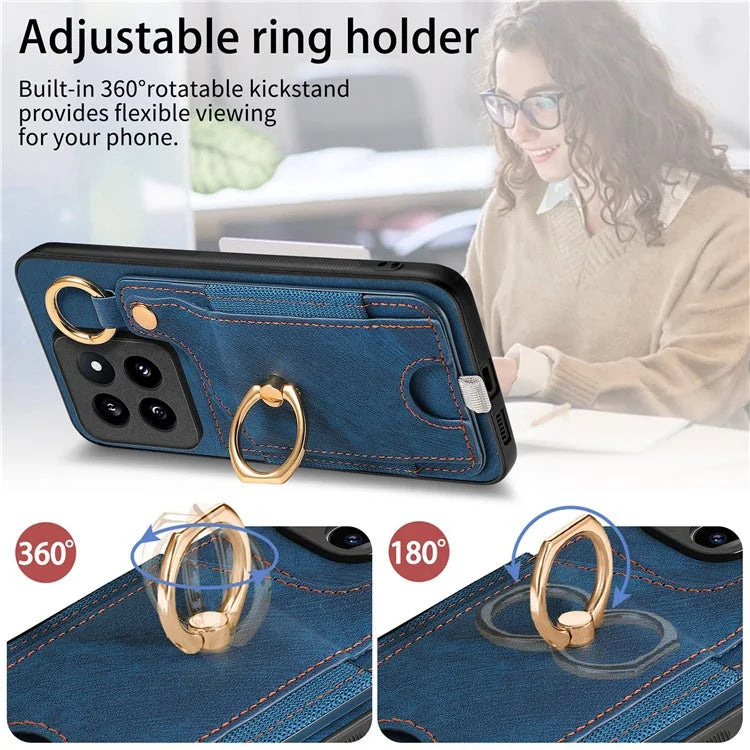 For Xiaomi 14 Pro Case Shockproof Retro Leather Phone Back Cover with Card Slot