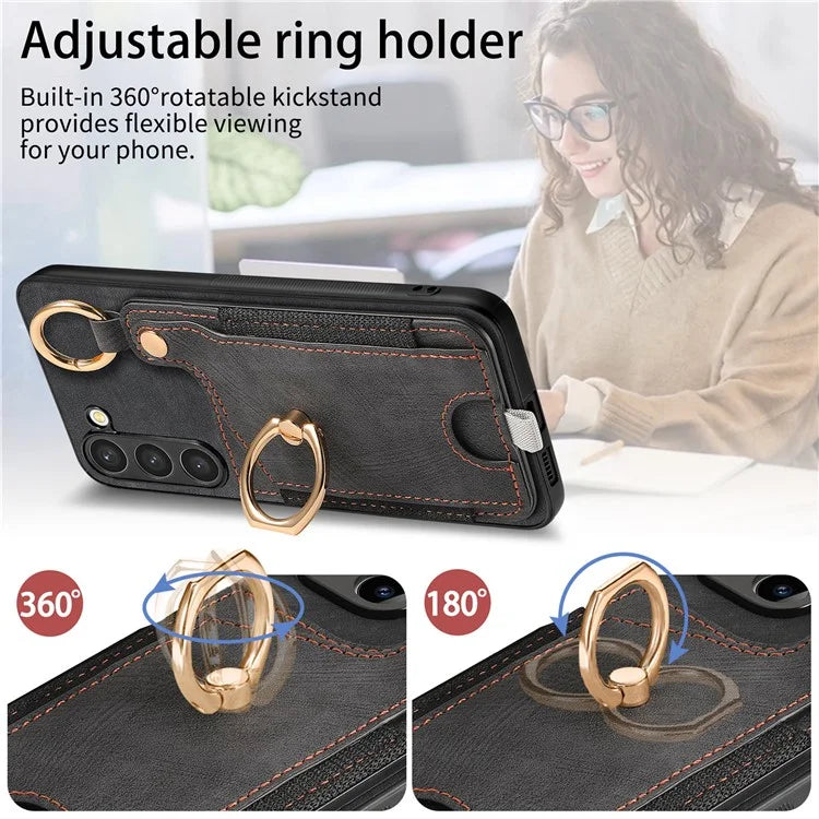 For Samsung Galaxy S24 Cell Phone Case Scratch-resistant Cover with Ring Kickstand