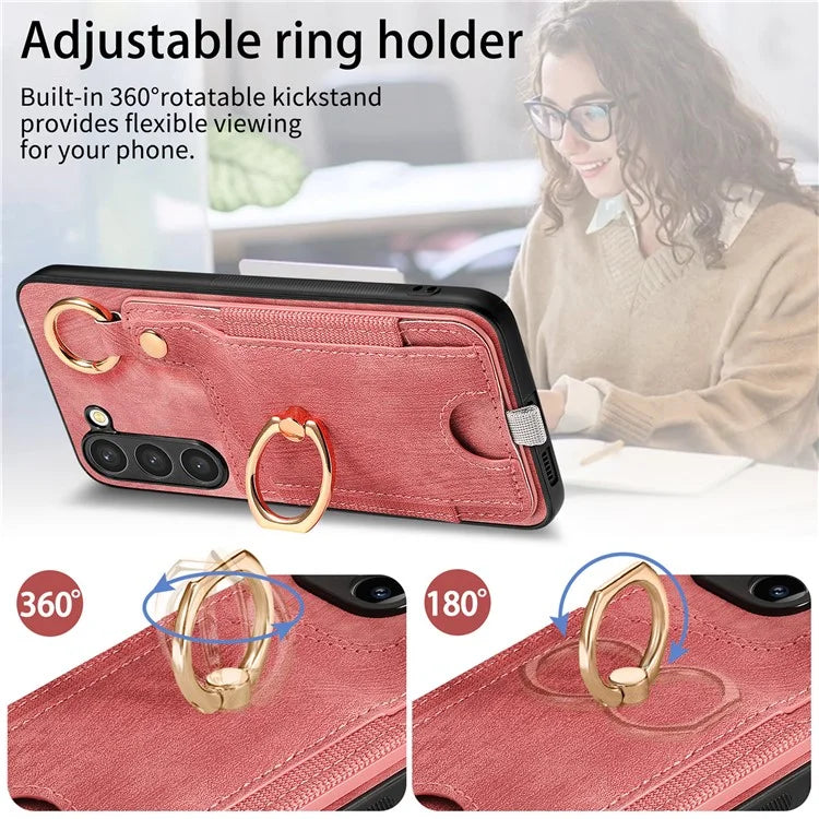 For Samsung Galaxy S24 Cell Phone Case Scratch-resistant Cover with Ring Kickstand