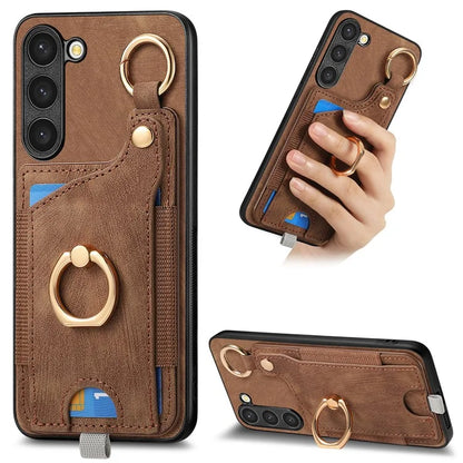 For Samsung Galaxy S24 Cell Phone Case Scratch-resistant Cover with Ring Kickstand