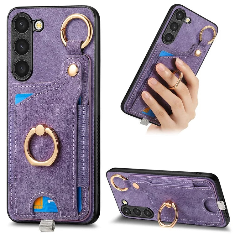 For Samsung Galaxy S24 Cell Phone Case Scratch-resistant Cover with Ring Kickstand