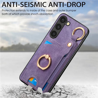 For Samsung Galaxy S24 Cell Phone Case Scratch-resistant Cover with Ring Kickstand
