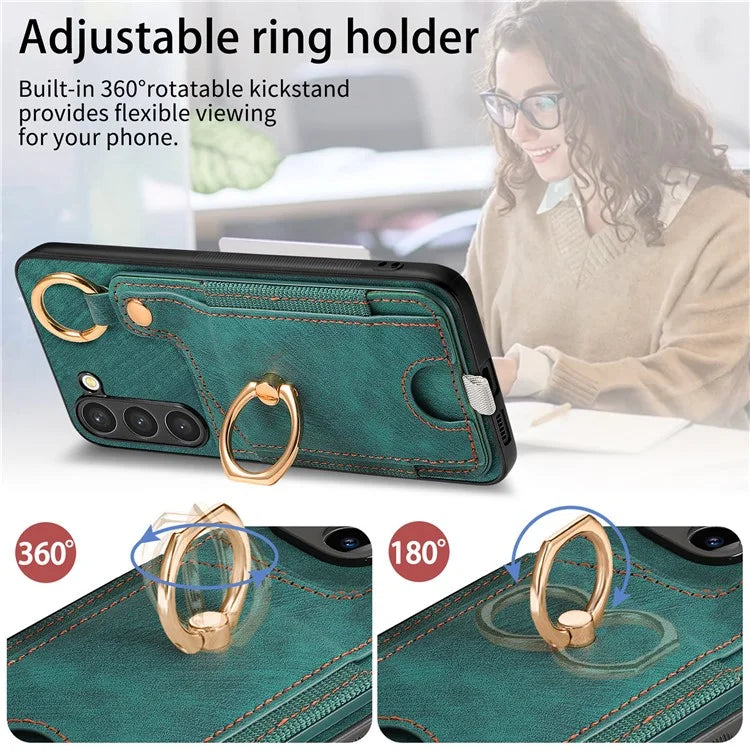 For Samsung Galaxy S24 Cell Phone Case Scratch-resistant Cover with Ring Kickstand