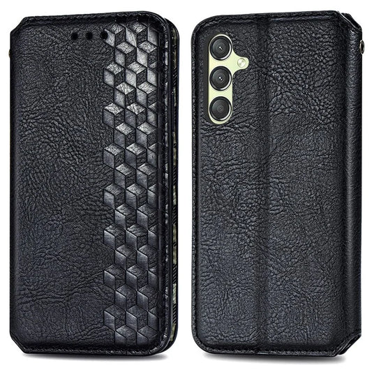 For Samsung Galaxy A25 5G (Global) (161.0 x 76.5 x 8.3mm) Cell Phone Case Imprinted Rhombus Pattern Wallet Cover