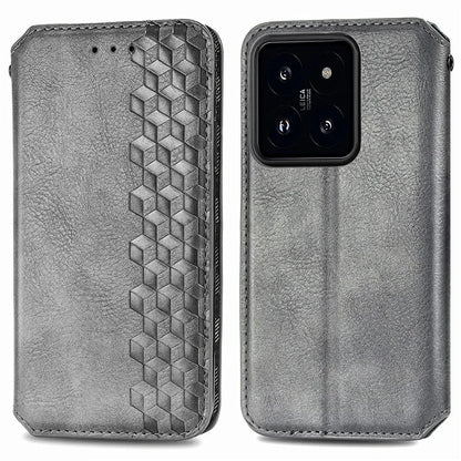 For Xiaomi 14 Pro Case Leather Stand Phone Cover with Rhombus Pattern