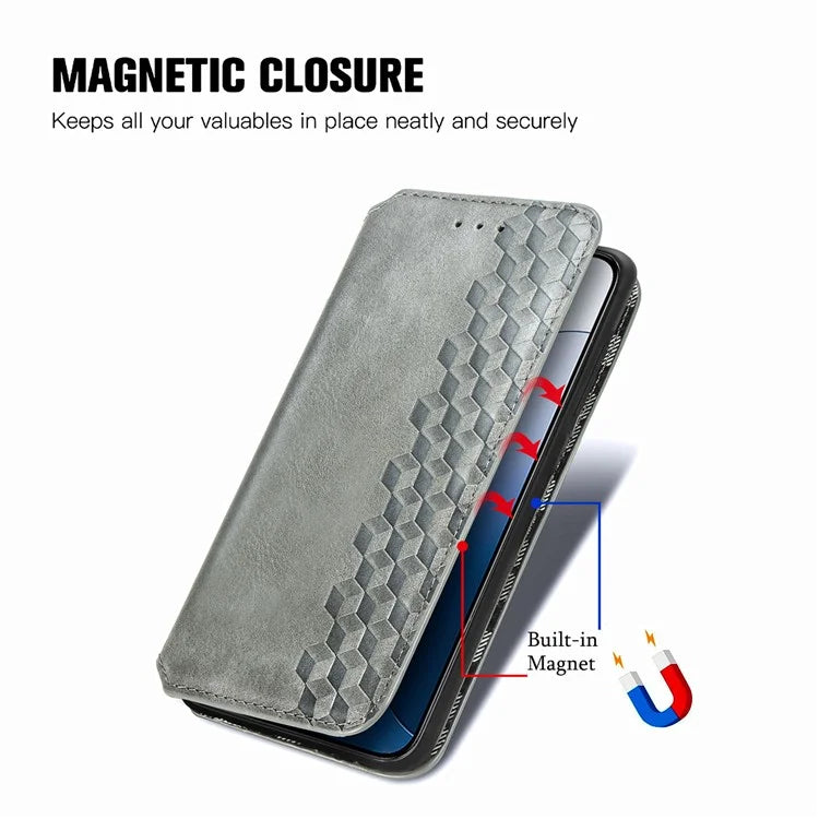 For Xiaomi 14 Pro Case Leather Stand Phone Cover with Rhombus Pattern