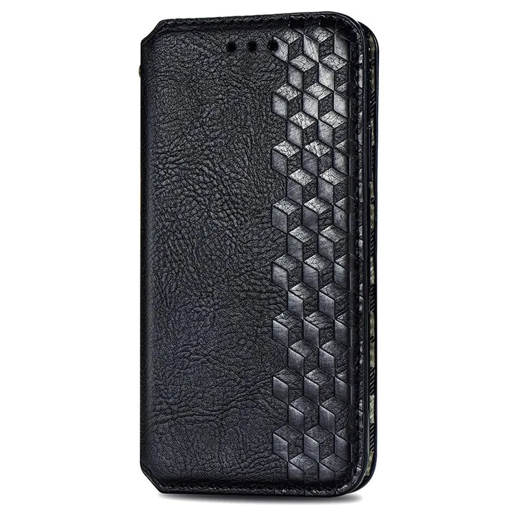 For Xiaomi 14 Magnetic Phone Case Rhombus Pattern Wallet Card Holder Cover