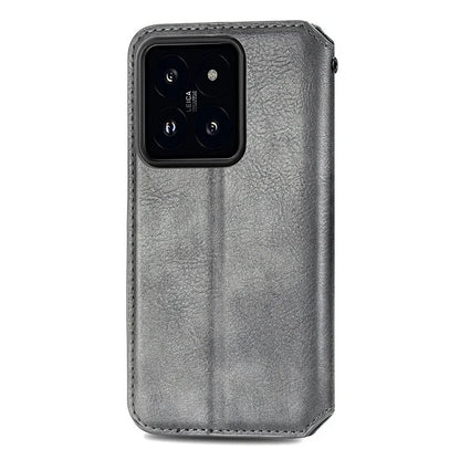 For Xiaomi 14 Magnetic Phone Case Rhombus Pattern Wallet Card Holder Cover