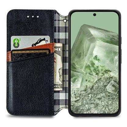 For Google Pixel 8a Case Rhombus Pattern Anti-fall PU Leather Phone Cover