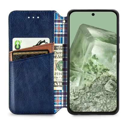 For Google Pixel 8a Case Rhombus Pattern Anti-fall PU Leather Phone Cover