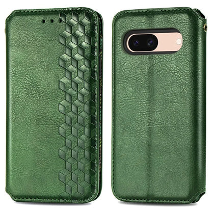 For Google Pixel 8a Case Rhombus Pattern Anti-fall PU Leather Phone Cover
