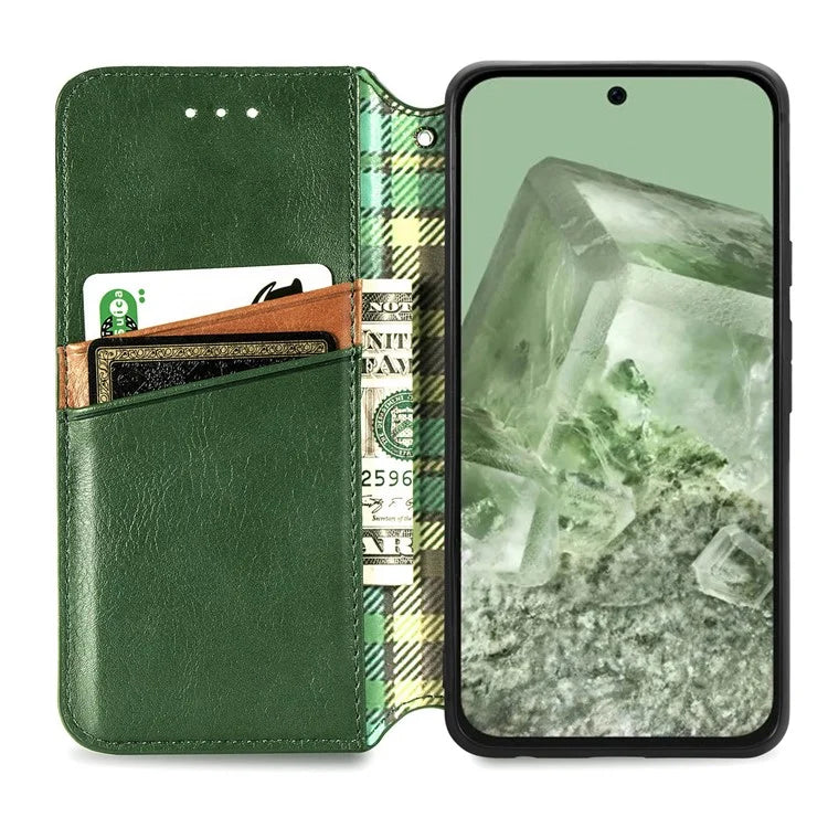 For Google Pixel 8a Case Rhombus Pattern Anti-fall PU Leather Phone Cover