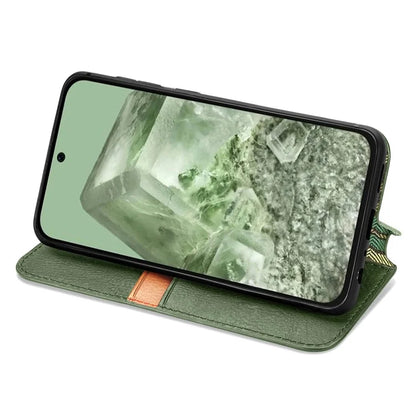 For Google Pixel 8a Case Rhombus Pattern Anti-fall PU Leather Phone Cover