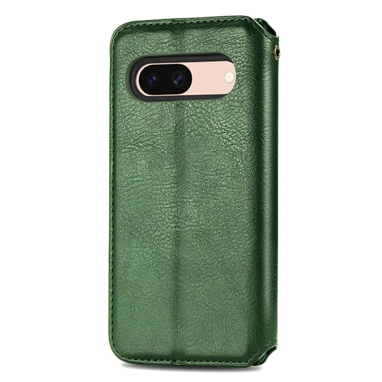 For Google Pixel 8a Case Rhombus Pattern Anti-fall PU Leather Phone Cover