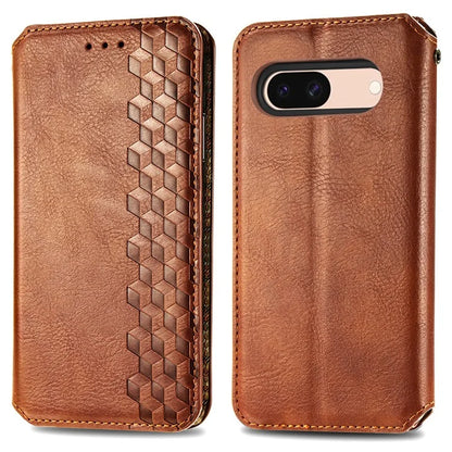 For Google Pixel 8a Case Rhombus Pattern Anti-fall PU Leather Phone Cover