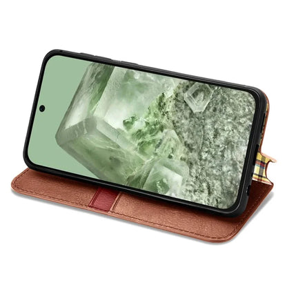 For Google Pixel 8a Case Rhombus Pattern Anti-fall PU Leather Phone Cover