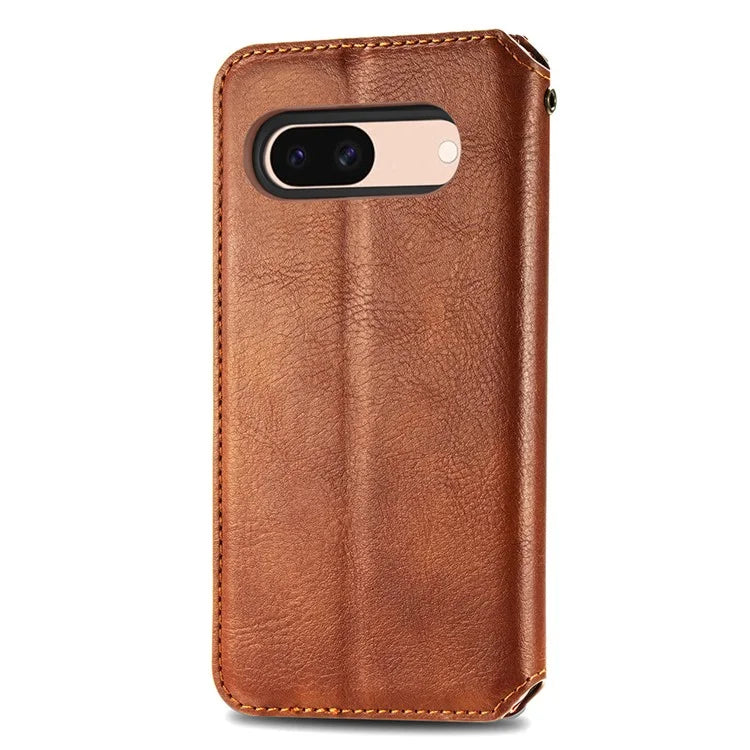 For Google Pixel 8a Case Rhombus Pattern Anti-fall PU Leather Phone Cover