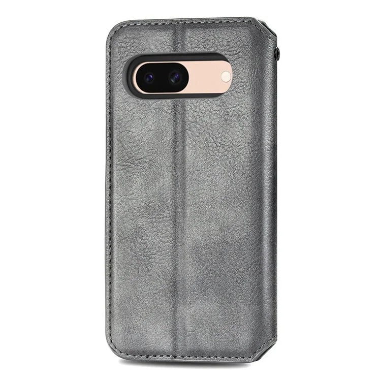For Google Pixel 8a Case Rhombus Pattern Anti-fall PU Leather Phone Cover