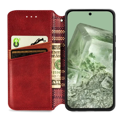 For Google Pixel 8a Case Rhombus Pattern Anti-fall PU Leather Phone Cover