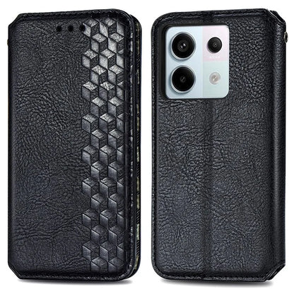 For Xiaomi Redmi Note 13 Pro 5G / Poco X6 5G Magnetic Case Card Holder Rhombus Imprinted Phone Cover