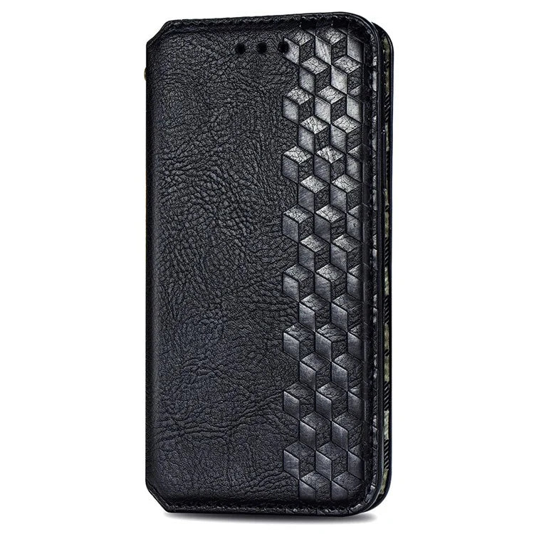 For Xiaomi Redmi Note 13 Pro 5G / Poco X6 5G Magnetic Case Card Holder Rhombus Imprinted Phone Cover