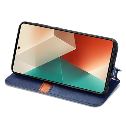 For Xiaomi Redmi Note 13 Pro 5G / Poco X6 5G Magnetic Case Card Holder Rhombus Imprinted Phone Cover