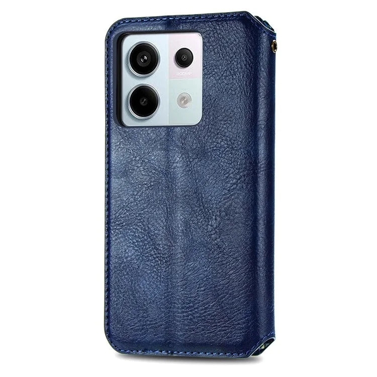For Xiaomi Redmi Note 13 Pro 5G / Poco X6 5G Magnetic Case Card Holder Rhombus Imprinted Phone Cover