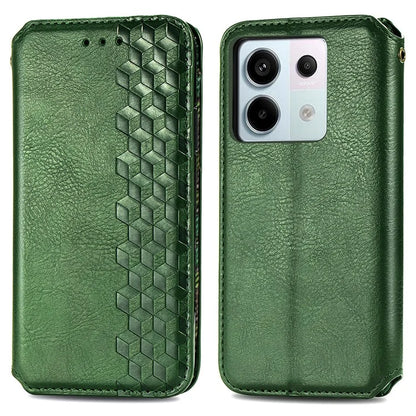For Xiaomi Redmi Note 13 Pro 5G / Poco X6 5G Magnetic Case Card Holder Rhombus Imprinted Phone Cover