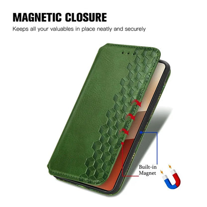For Xiaomi Redmi Note 13 Pro 5G / Poco X6 5G Magnetic Case Card Holder Rhombus Imprinted Phone Cover