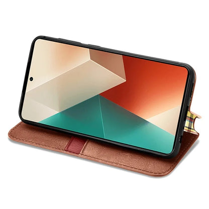 For Xiaomi Redmi Note 13 Pro 5G / Poco X6 5G Magnetic Case Card Holder Rhombus Imprinted Phone Cover