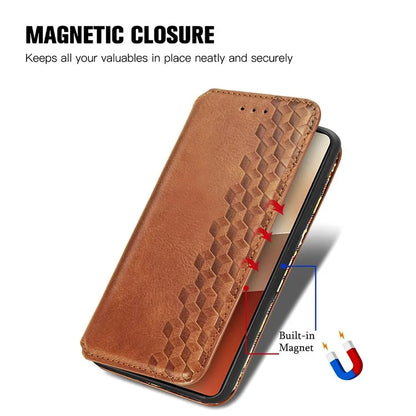 For Xiaomi Redmi Note 13 Pro 5G / Poco X6 5G Magnetic Case Card Holder Rhombus Imprinted Phone Cover