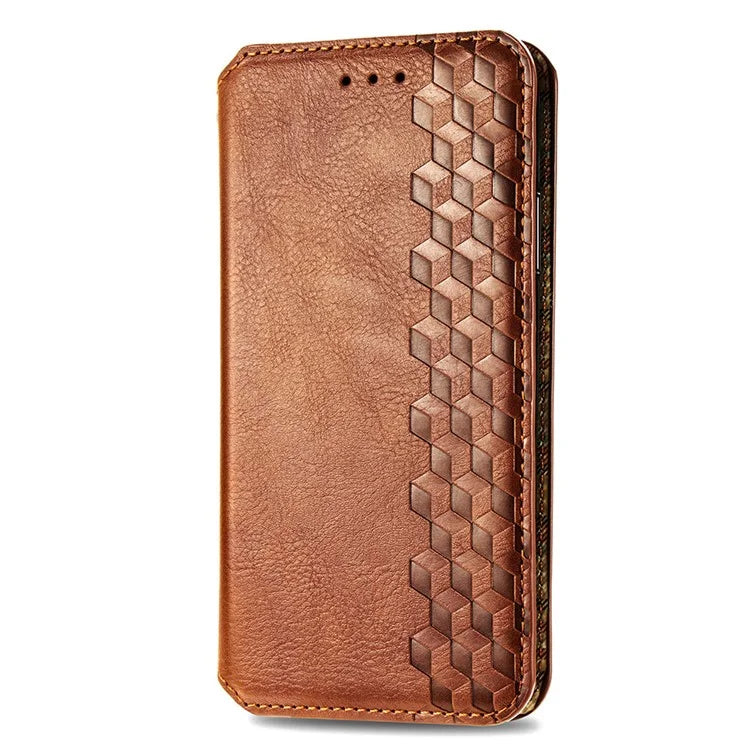 For Xiaomi Redmi Note 13 Pro 5G / Poco X6 5G Magnetic Case Card Holder Rhombus Imprinted Phone Cover