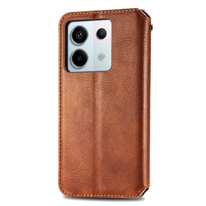 For Xiaomi Redmi Note 13 Pro 5G / Poco X6 5G Magnetic Case Card Holder Rhombus Imprinted Phone Cover