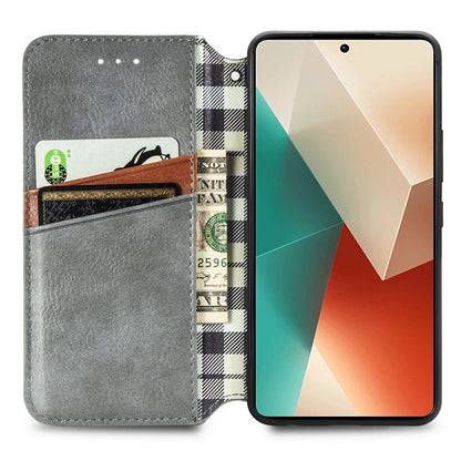 For Xiaomi Redmi Note 13 Pro 5G / Poco X6 5G Magnetic Case Card Holder Rhombus Imprinted Phone Cover