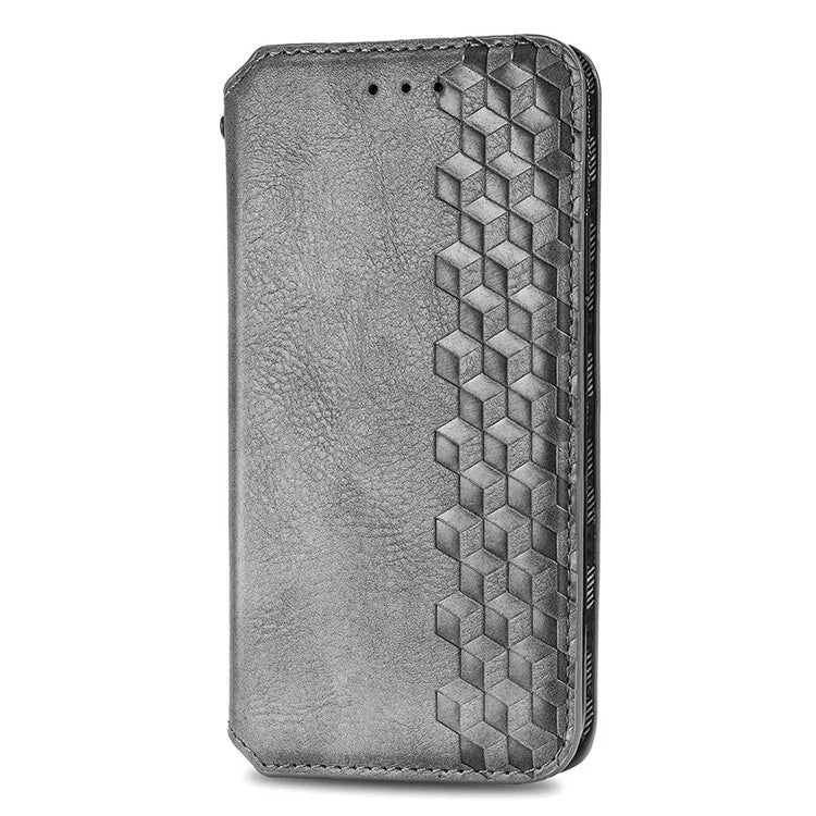 For Xiaomi Redmi Note 13 Pro 5G / Poco X6 5G Magnetic Case Card Holder Rhombus Imprinted Phone Cover