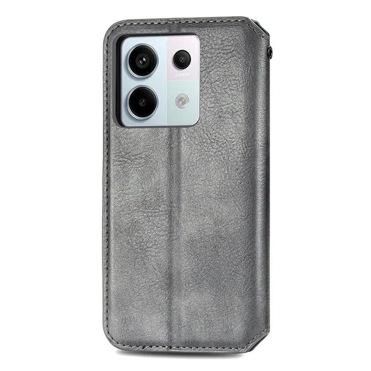 For Xiaomi Redmi Note 13 Pro 5G / Poco X6 5G Magnetic Case Card Holder Rhombus Imprinted Phone Cover