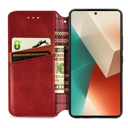 For Xiaomi Redmi Note 13 Pro 5G / Poco X6 5G Magnetic Case Card Holder Rhombus Imprinted Phone Cover