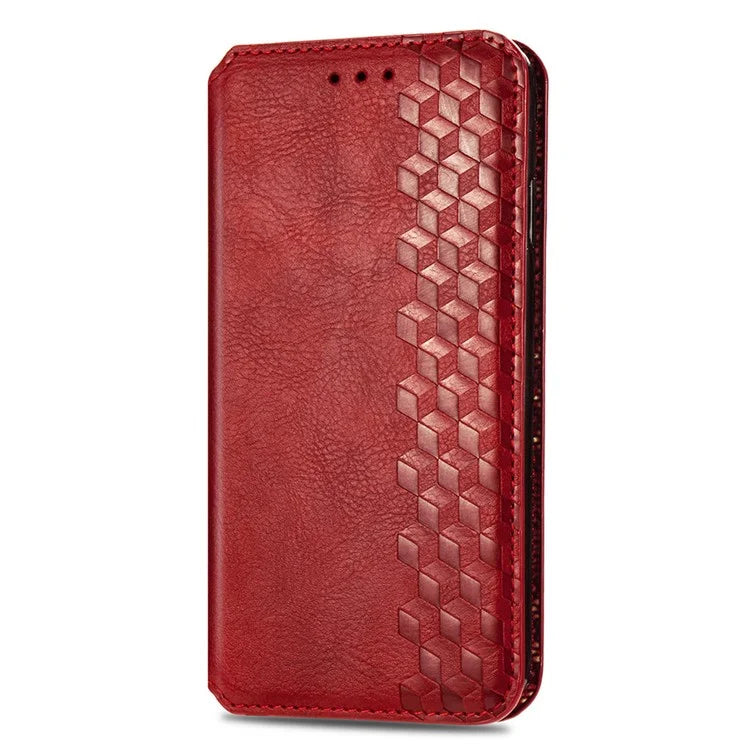 For Xiaomi Redmi Note 13 Pro 5G / Poco X6 5G Magnetic Case Card Holder Rhombus Imprinted Phone Cover