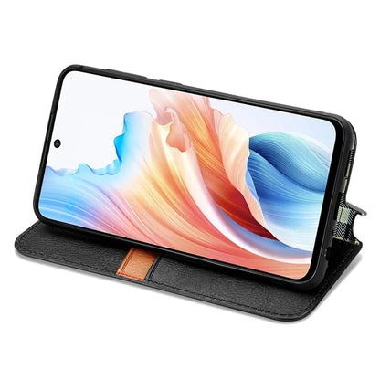 For Oppo A79 5G / A2 5G Magnetic Case Wallet Leather Phone Cover with Rhombus Pattern