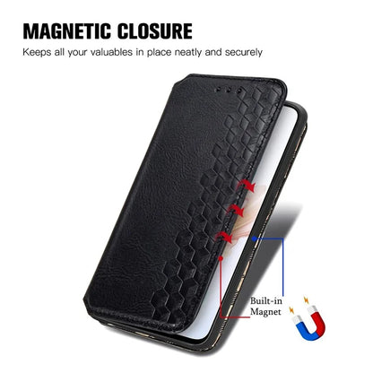 For Oppo A79 5G / A2 5G Magnetic Case Wallet Leather Phone Cover with Rhombus Pattern