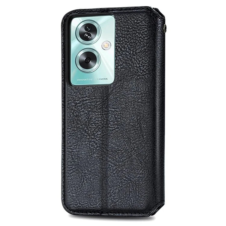 For Oppo A79 5G / A2 5G Magnetic Case Wallet Leather Phone Cover with Rhombus Pattern