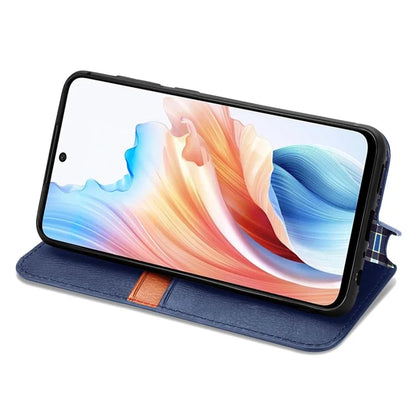 For Oppo A79 5G / A2 5G Magnetic Case Wallet Leather Phone Cover with Rhombus Pattern