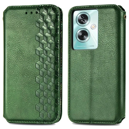 For Oppo A79 5G / A2 5G Magnetic Case Wallet Leather Phone Cover with Rhombus Pattern