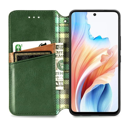For Oppo A79 5G / A2 5G Magnetic Case Wallet Leather Phone Cover with Rhombus Pattern