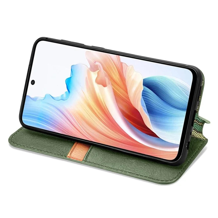 For Oppo A79 5G / A2 5G Magnetic Case Wallet Leather Phone Cover with Rhombus Pattern