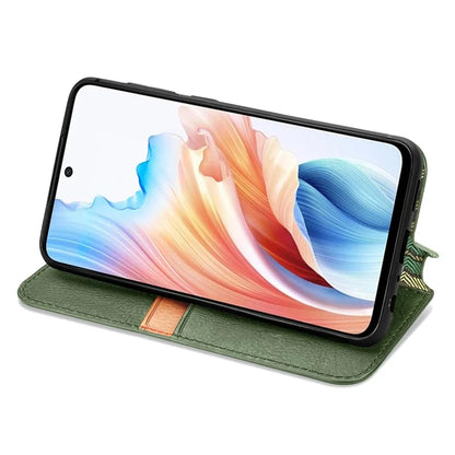 For Oppo A79 5G / A2 5G Magnetic Case Wallet Leather Phone Cover with Rhombus Pattern