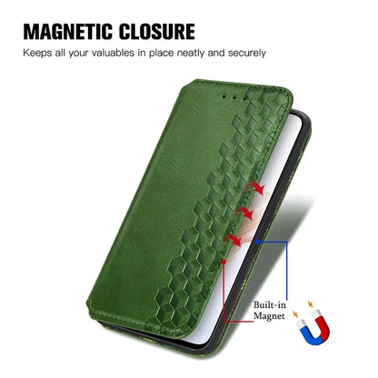 For Oppo A79 5G / A2 5G Magnetic Case Wallet Leather Phone Cover with Rhombus Pattern