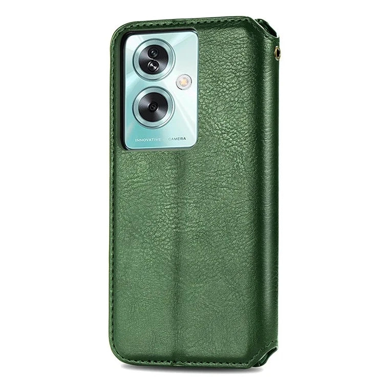 For Oppo A79 5G / A2 5G Magnetic Case Wallet Leather Phone Cover with Rhombus Pattern