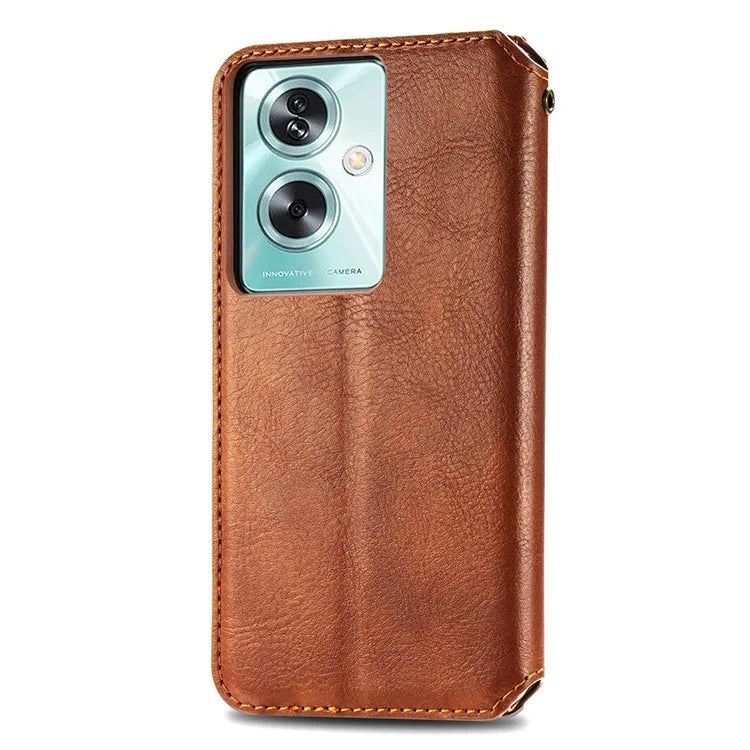 For Oppo A79 5G / A2 5G Magnetic Case Wallet Leather Phone Cover with Rhombus Pattern