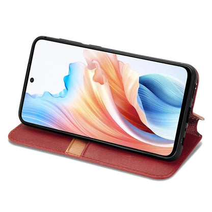 For Oppo A79 5G / A2 5G Magnetic Case Wallet Leather Phone Cover with Rhombus Pattern